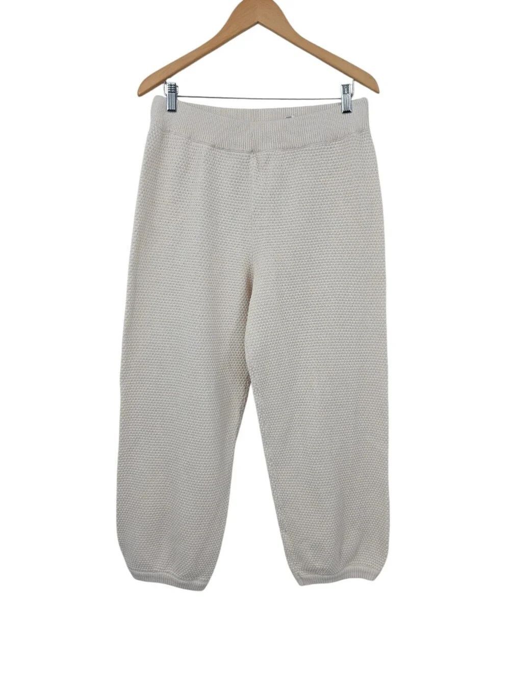 Free People Beach Cotton Cream Knit Crop Jogger Cropped Pants